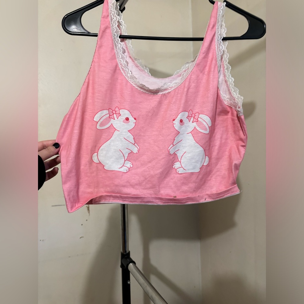 Pink bunny tank top